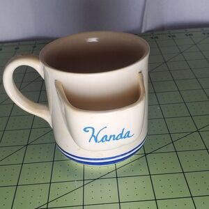 Vintage Wanda Tea Cup w/Tea Bag Pocket Pottery. Does Have Wear Please See Pic's.